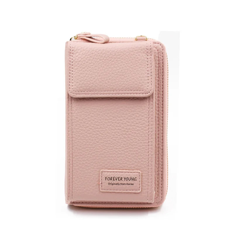Litchi Pattern Mobile Phone Bag PU Zipper Single-Shoulder Women's Bag