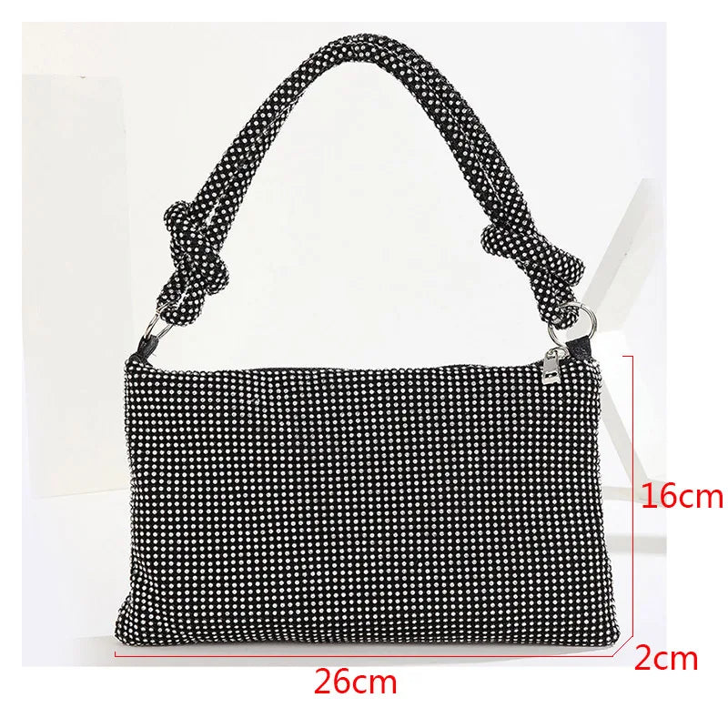 Hobos Shoulder Bag Rhinestone Evening Clutch Crystal Handbag Party Purse B499