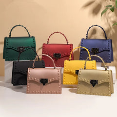 Transparent Jelly Shoulder Bag with Rivet Detail