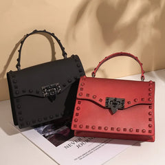 Transparent Jelly Shoulder Bag with Rivet Detail