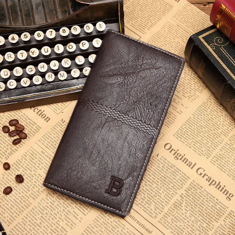 Men's Vintage Brown Slim Wallet Short Dollar Bifold