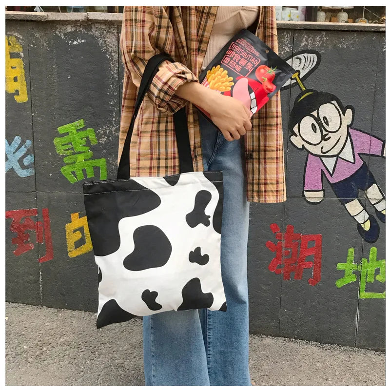 Flower Cartoon Woman Shoulder Bag Mini Bag Canvas Tote