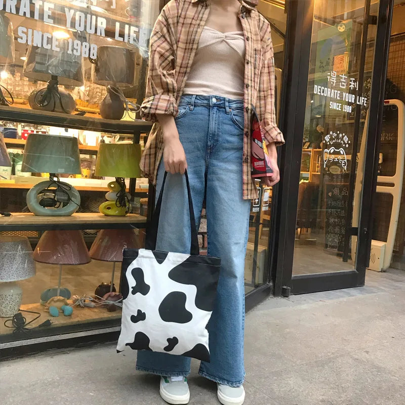 Flower Cartoon Woman Shoulder Bag Mini Bag Canvas Tote