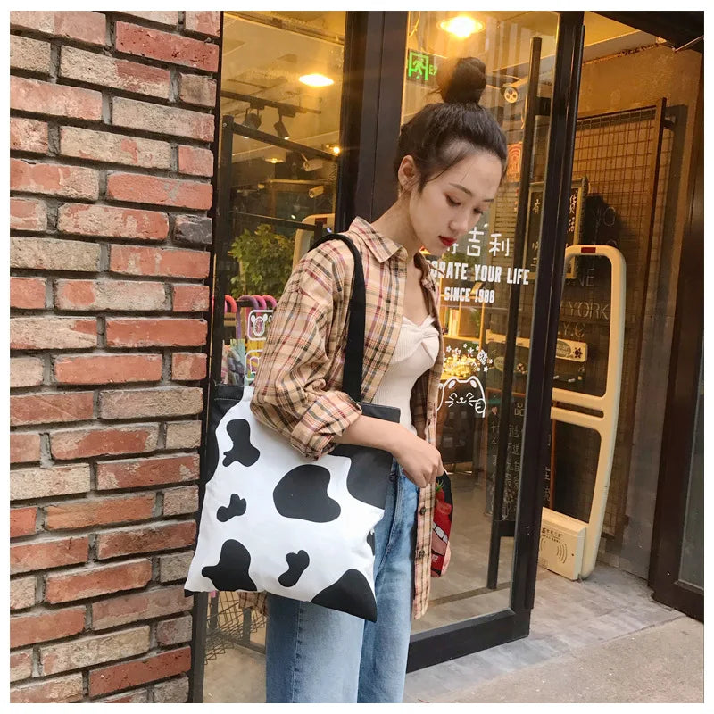 Flower Cartoon Woman Shoulder Bag Mini Bag Canvas Tote