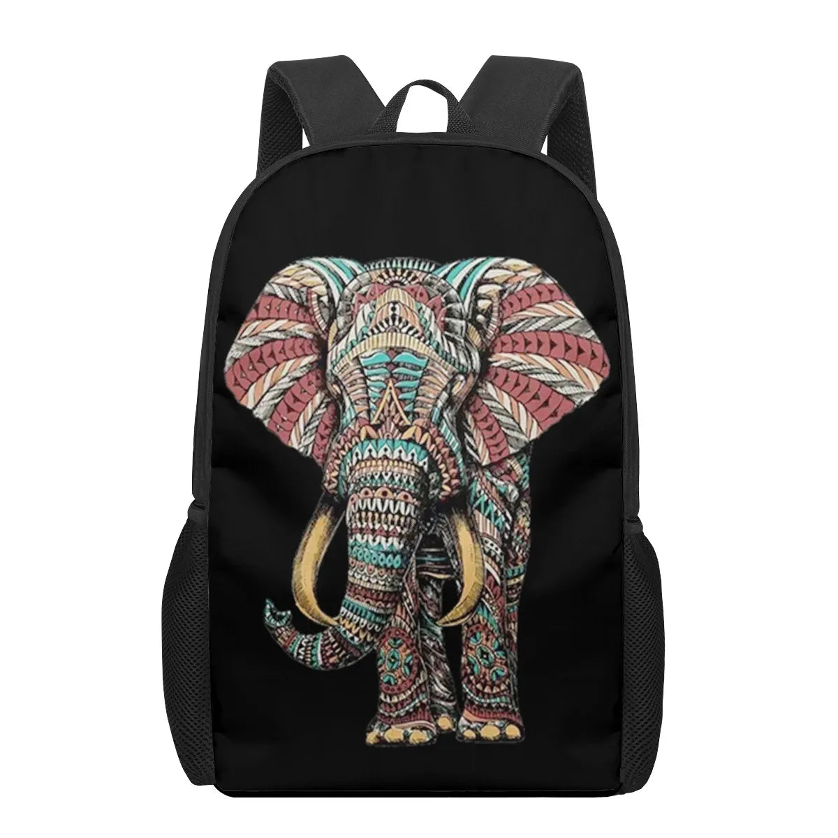 Indian Elephant Art Print 16-inch Teen School Bag