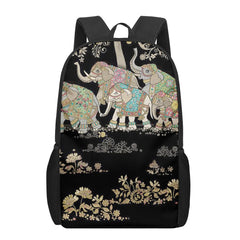 Indian Elephant Art Print 16-inch Teen School Bag