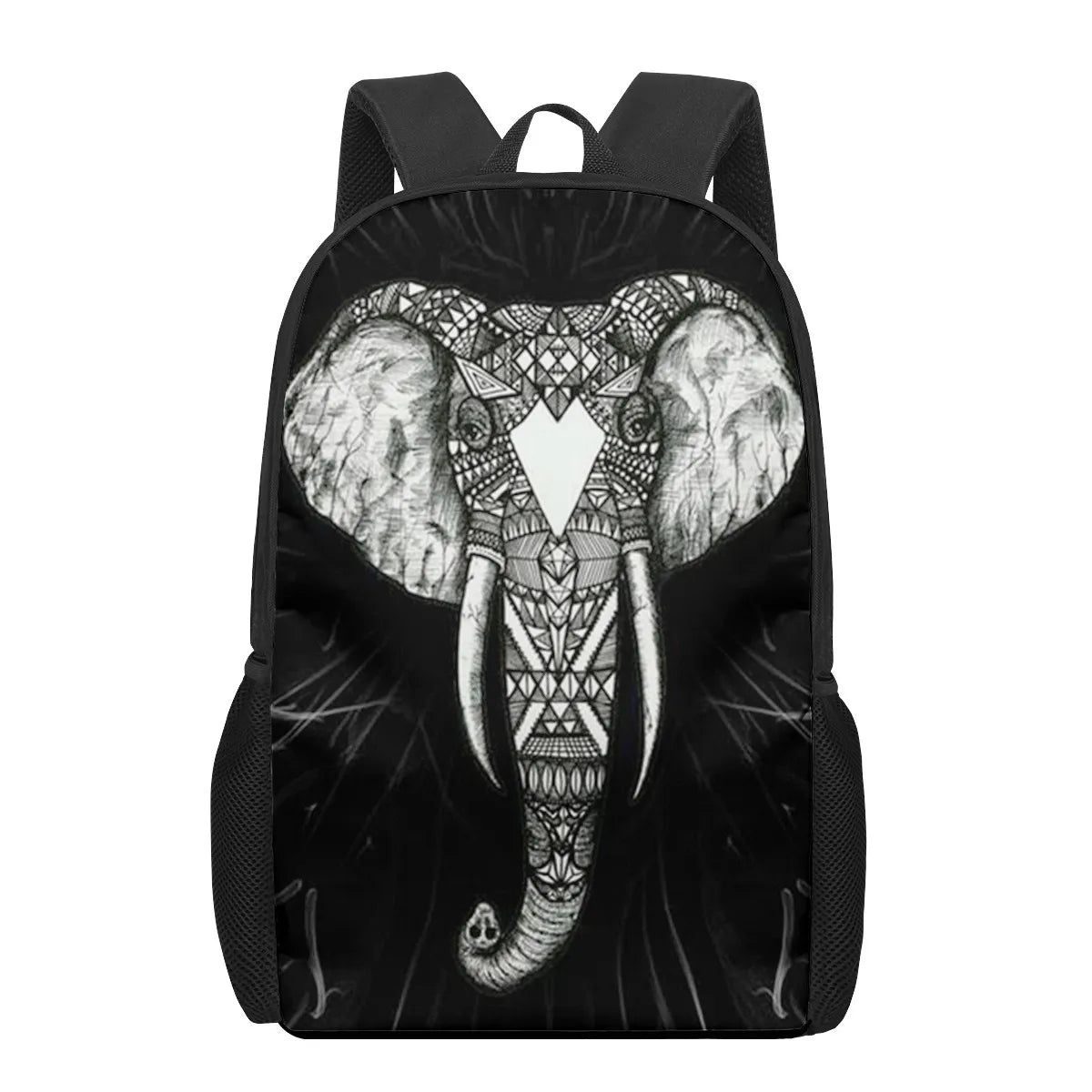 Indian Elephant Art Print 16-inch Teen School Bag