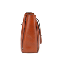 High Capacity Shoulder Bag Women's Oil Wax Leather Handbag