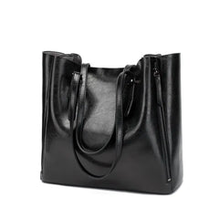 High Capacity Shoulder Bag Women's Oil Wax Leather Handbag