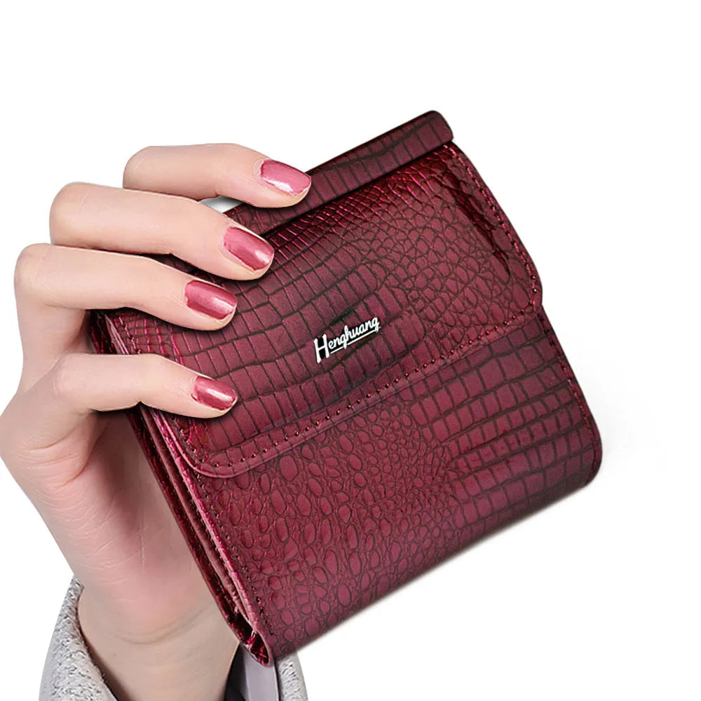 Echt Lederen Dames Portemonnee Korte Clutch Vrouwelijke Portemonnee