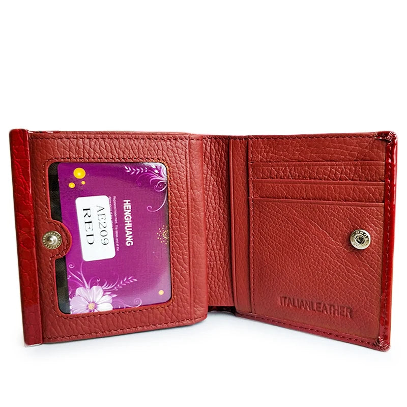 Echt Lederen Dames Portemonnee Korte Clutch Vrouwelijke Portemonnee