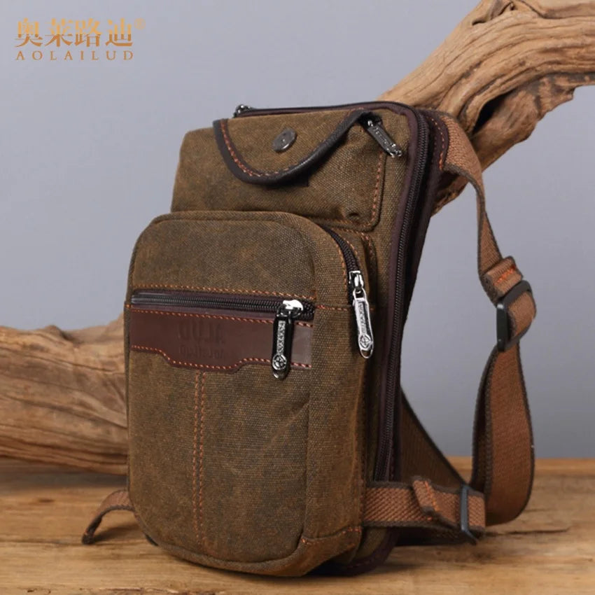 Men Canvas Waterproof Waist Pack Military Leg Bag Thigh Pocket