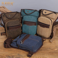 Men Canvas Waterproof Waist Pack Military Leg Bag Thigh Pocket