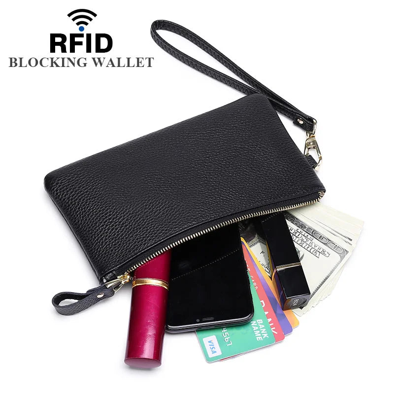 Head Leather Wallet Women's Long Multi-Function Zipper Hand Bag
