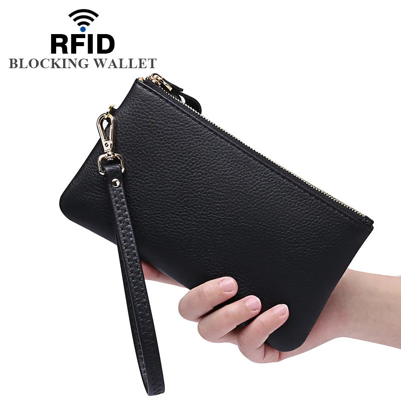 Head Leather Wallet Women's Long Multi-Function Zipper Hand Bag