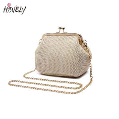 Straw Wrap Mini Shell Clip Bag Single Shoulder Satchel Bag