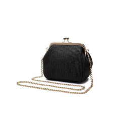 Straw Wrap Mini Shell Clip Bag Single Shoulder Satchel Bag