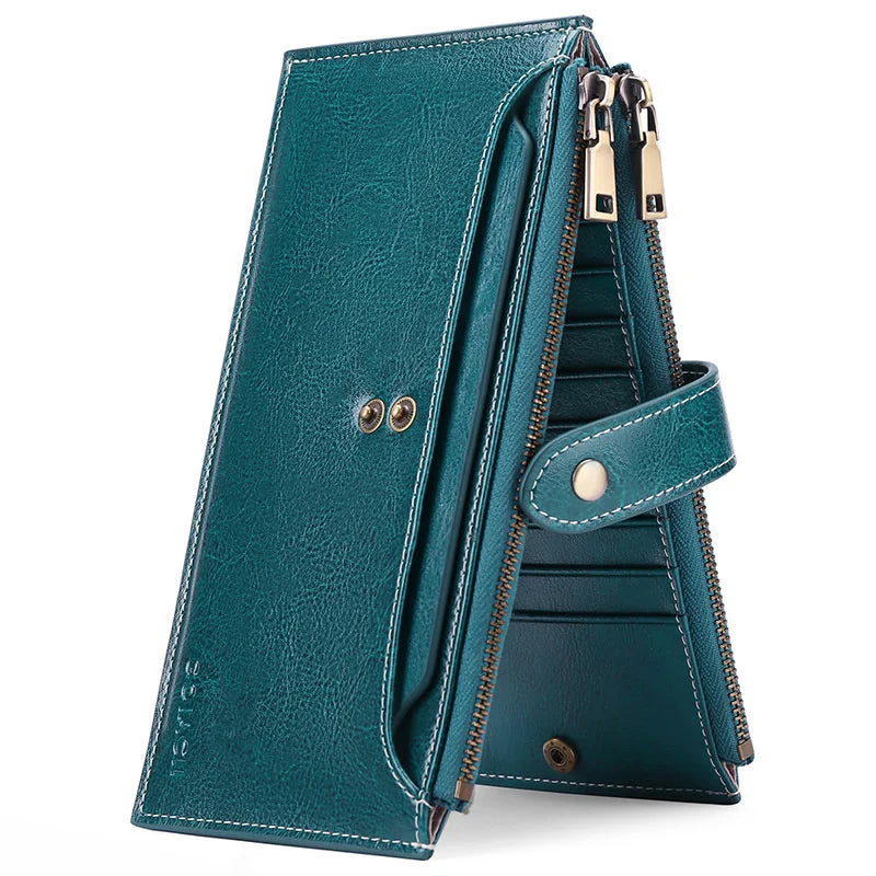 Women's Large Capacity Oil Wax Cow Bag Wallet