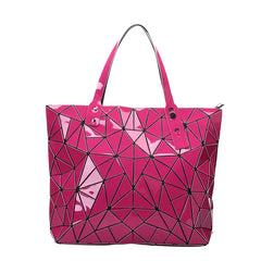 Large Beach Tote Shoulder Bag Geometric Silver