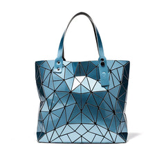 Large Beach Tote Shoulder Bag Geometric Silver