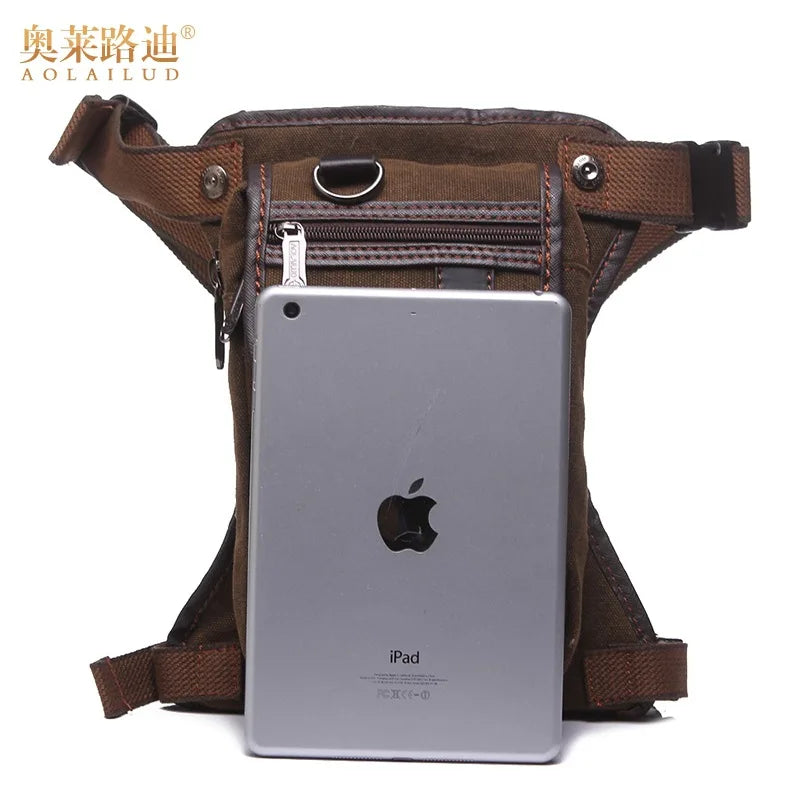 Men Waterproof Canvas Waist Bag Leg Bag Military Hip Pouch