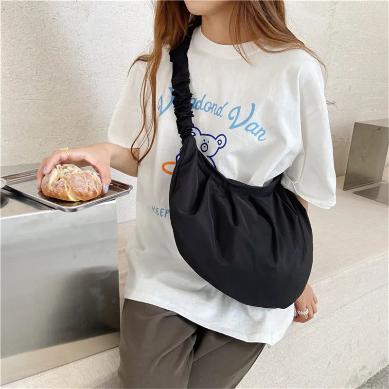 Ruched Messenger Bag Women Sling Bags Tote Large Travel Beach Shoulder