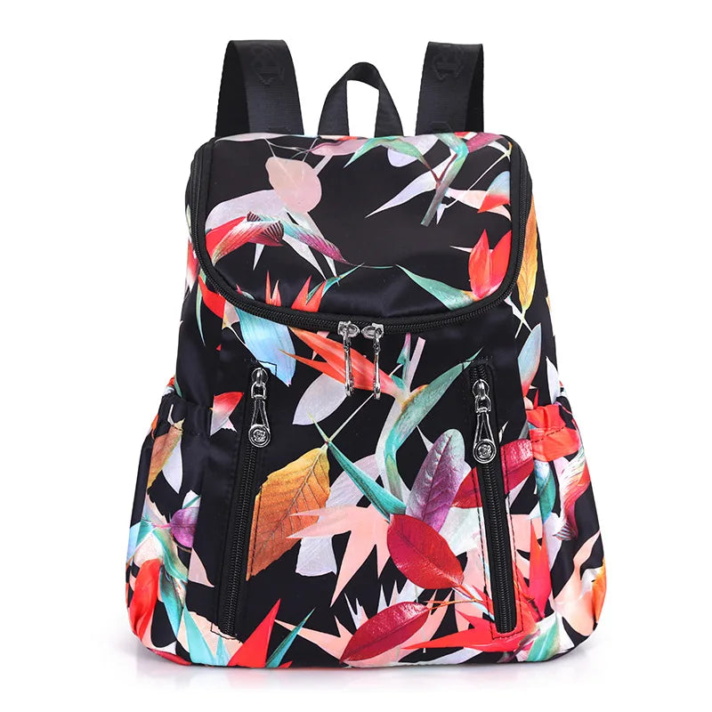 Women Backpacks Butterfly Flower Print Middle Size Girl Daily Wear