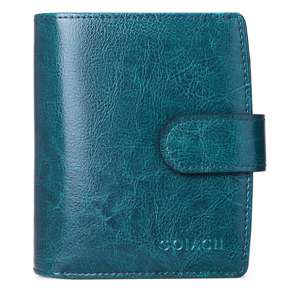 RFID Leather Wallet Oil Wax Cowhide Women's Short Wallet