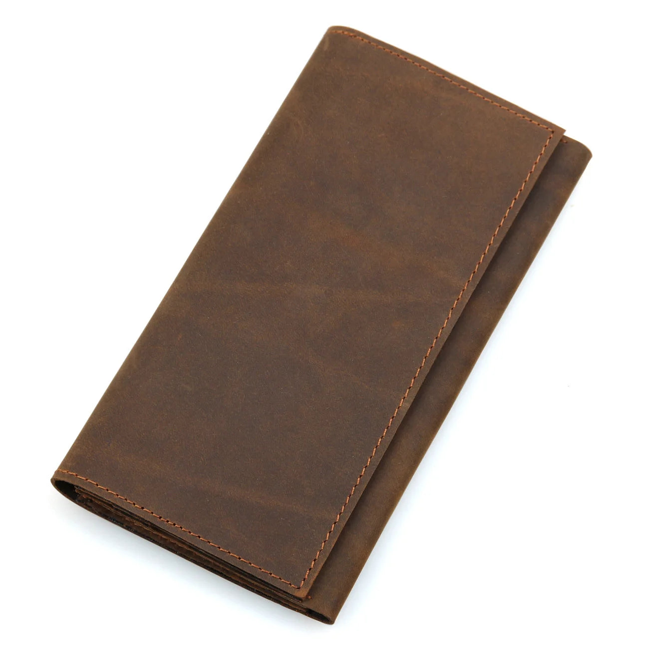 Men's Leather Long Wallet Crazy Horse Passport Wallet