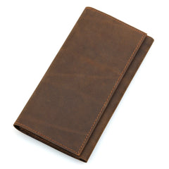 Men's Leather Long Wallet Crazy Horse Passport Wallet
