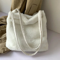 Plush Fur Shoulder Bag Women Solid Tote Christmas Bag