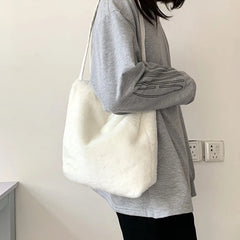 Plush Fur Shoulder Bag Women Solid Tote Christmas Bag