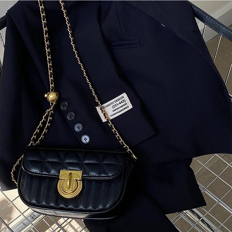 Rhombus Lock Chain Crossbody Bag for Women, All-Match Design