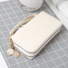 Women Double Zip Wallet Long Handbag Phone Bag