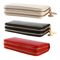 Women Double Zip Wallet Long Handbag Phone Bag