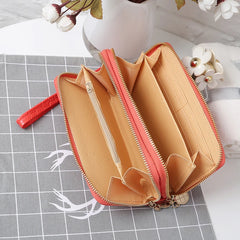 Women Double Zip Wallet Long Handbag Phone Bag