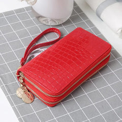 Women Double Zip Wallet Long Handbag Phone Bag