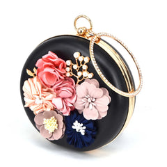 Roundness Clutch Bag Red Purple Lady Flower Wedding Party Purse Female