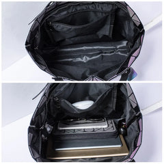 Luminous Geometric Shoulder Bag Quilted Handbag Hologram bolsa feminina