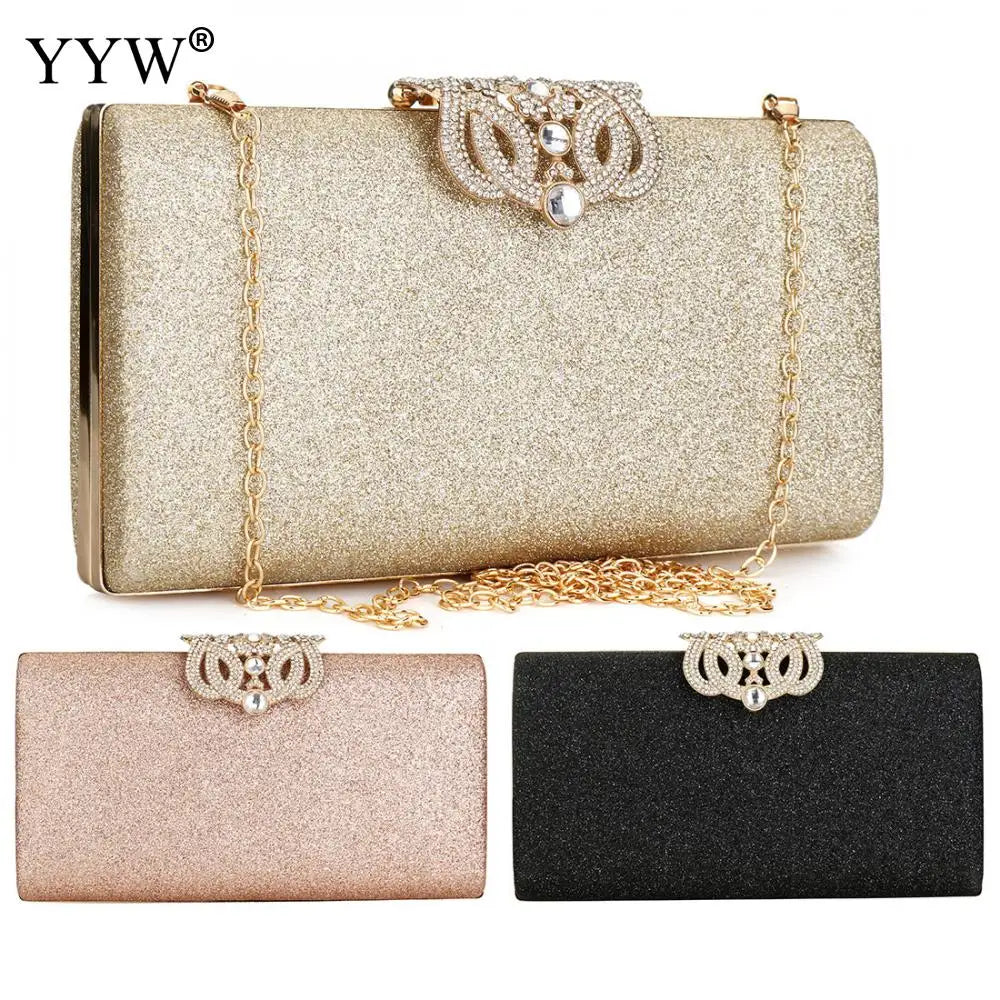 Sequin Clutch Bag Evening Purse Chain Rhinestone Shoulder Wallet