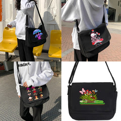 Canvas Crossbody Bag Japanese Envelope Bag Mushroom Pattern