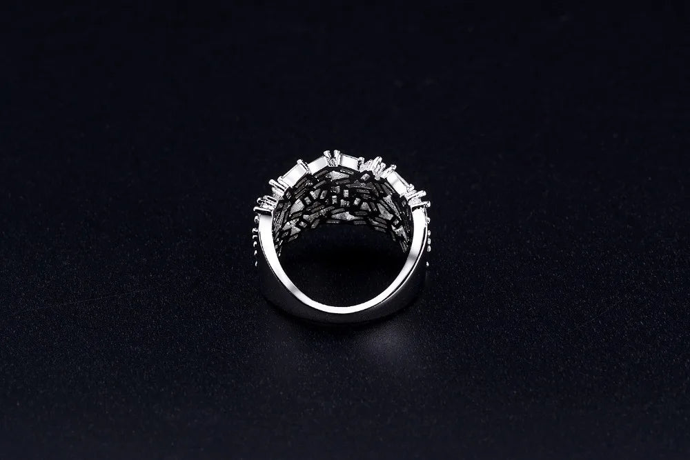 Silver Baguette Cut Eternity Band Ring for Wedding Engagement