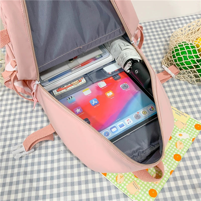 Teenage Girls Waterproof School Bag Casual Lady Bookbag Large Capacity Rucksack