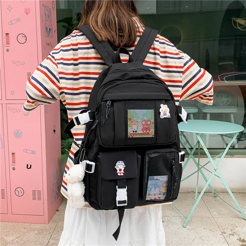 Teenage Girls Waterproof School Bag Casual Lady Bookbag Large Capacity Rucksack