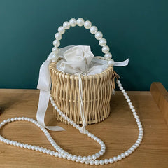 Straw Woven Bucket Tote Crossbody Bag for Women Beach Shoulder Bag