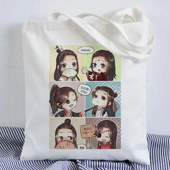 Tian Guan Ci Fu Anime Print Shopper Bags Canvas Large Capacity Handbag