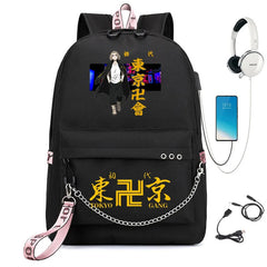 Tokyo Revengers Backpack Girls School Bag USB Charging