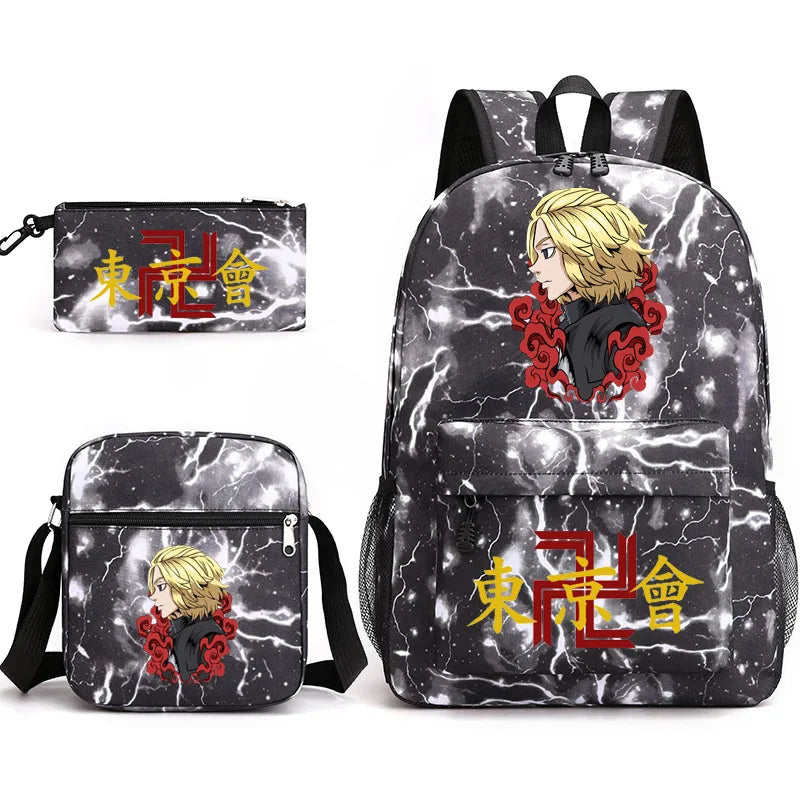 Tokyo Revengers Printed Backpack Teen Bag Canvas School Bag Boys and Girls 3 Pie