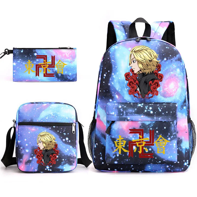 Tokyo Revengers Printed Backpack Teen Bag Canvas School Bag Boys and Girls 3 Pie