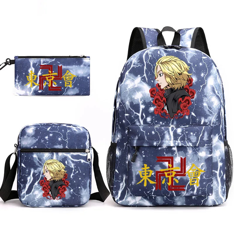 Tokyo Revengers Printed Backpack Teen Bag Canvas School Bag Boys and Girls 3 Pie